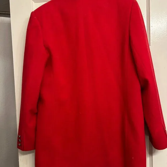 VTG Giorgio Sant' Angelo Women's 100% Wool RED Blazer One Button Silver Size 12 - Picture 2 of 10